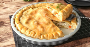 Baking Dish with Delicious Turkey Pot Pie