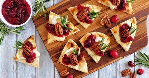 Flatbread Appetizer Topped with Cranberries, Pecans and Cheese