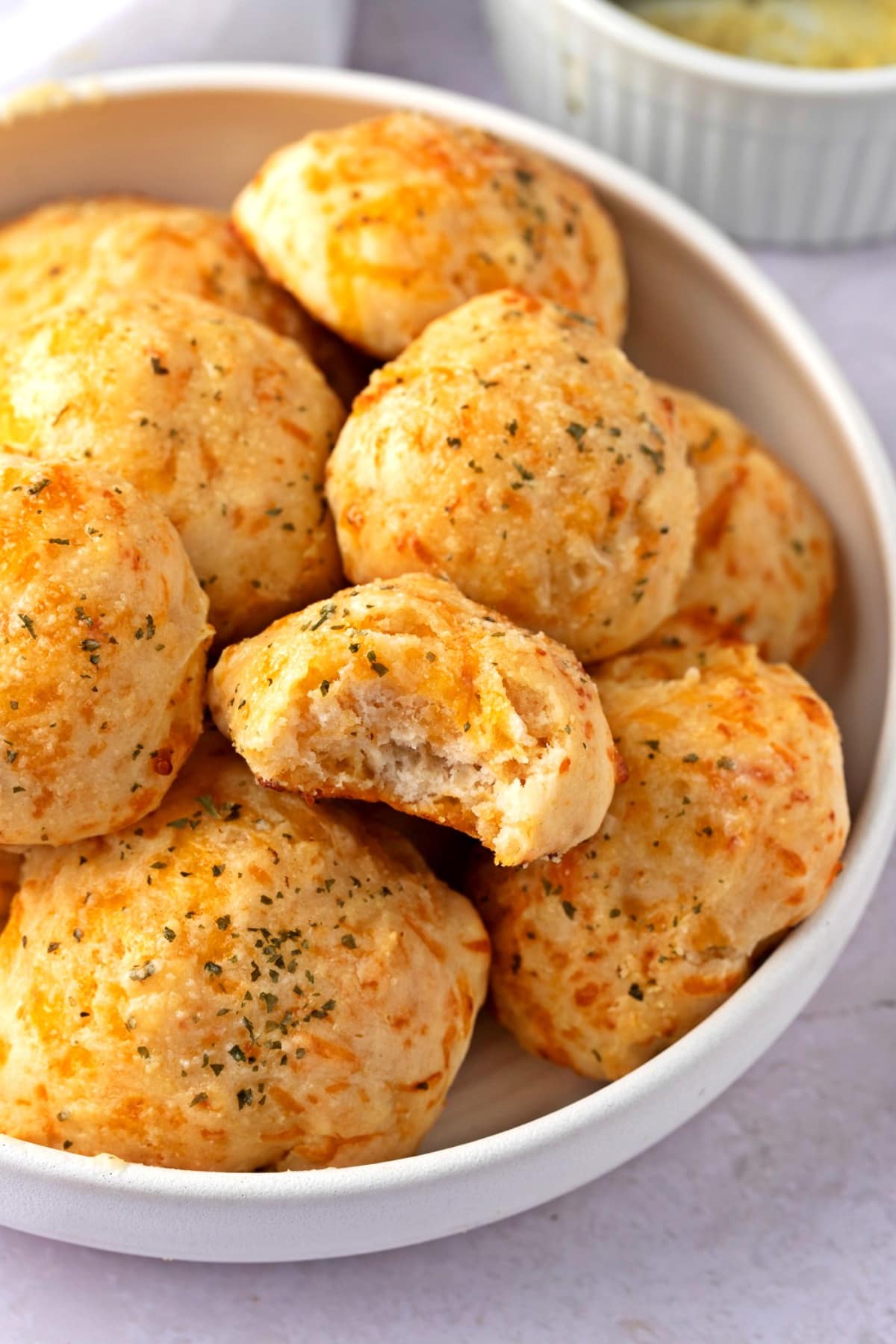 Homemade Cheddar Bay Biscuits in a Bowl