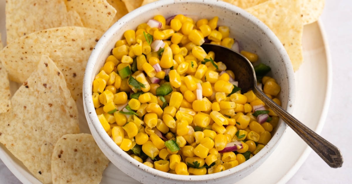 Homemade Chipotle Corn Salsa with Jalapeno, Onions and Cilantro