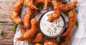 Homemade Deep Fried Shrimp with Cream Sauce and Herbs