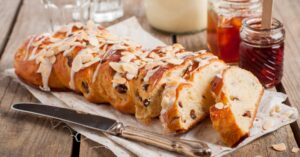 Homemade Braided Bread with Almond Nuts